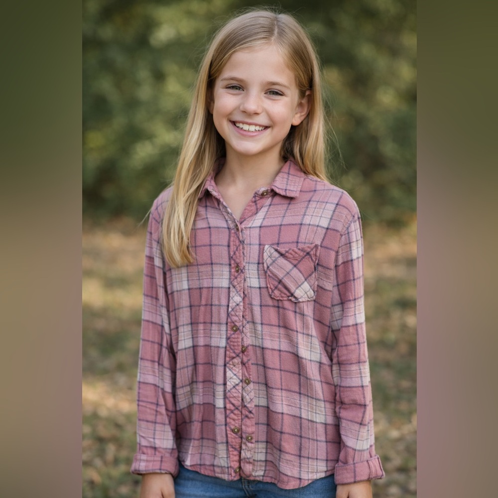 Plaid Button Down Shirt for Girls